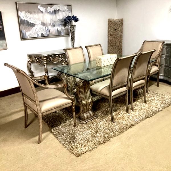 Italian Louis XVI Dining Chairs with Glass Top Table - Image 6