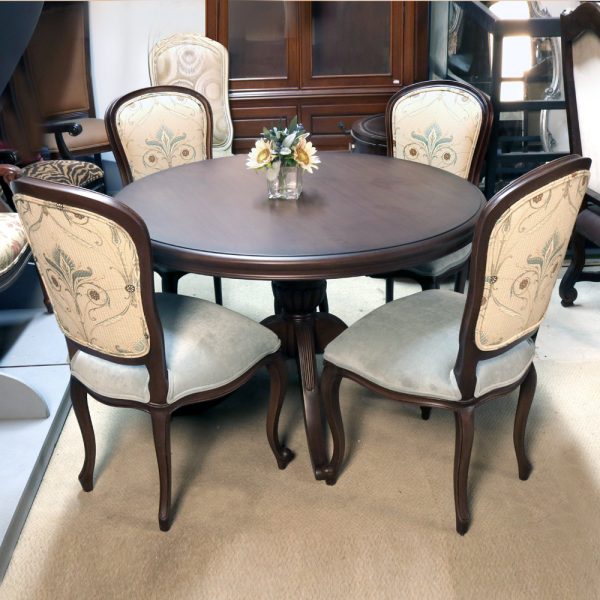 Louis XV 5 Piece Wood Top and Base Dining Set - Image 2