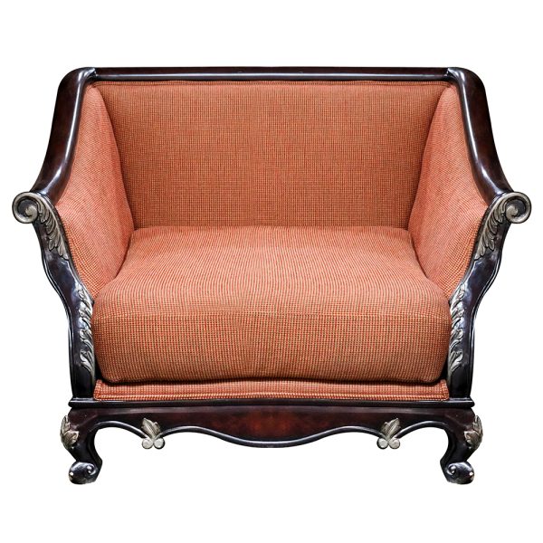 Ornate Hand-Carved Transitional Lounge Chair - Image 6