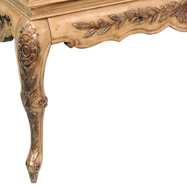 Louis XVI Glass Top Console Table Vintage - Image 3