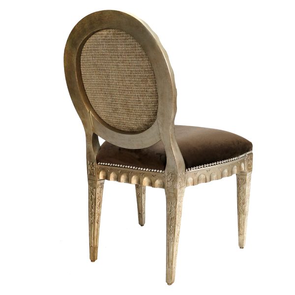 Louis XVI Carved Oval Back Dining Chair - Image 2